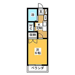 ルック西生田B 1Kの間取図画像