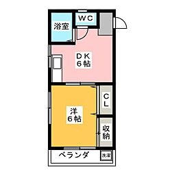 サンハイツ多摩 1DKの間取図画像