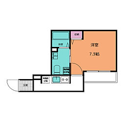 モナーク生田 1Kの間取図画像