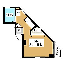リバーサイド ワンルームの間取図画像