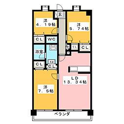 ロイヤルパーク多摩川 2SLDKの間取図画像