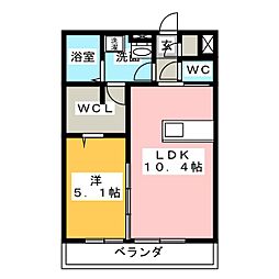 ラフィネ宿河原 1LDKの間取図画像