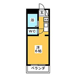 ビバリーヒルズB棟 1Kの間取図画像
