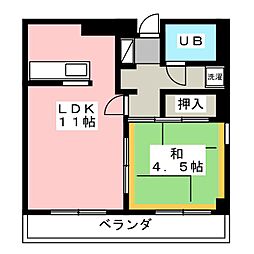 エスポワール2 1LDKの間取図画像