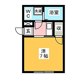 グリーン・ヒルズ 1Kの間取図画像