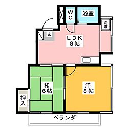 ファイン三田2 2DKの間取図画像