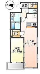 （仮称）平塚市宮の前新築マンション 1階1LDKの間取り