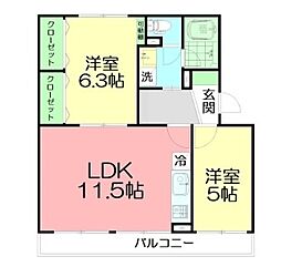 桃山コーポ2号棟 2LDKの間取図画像