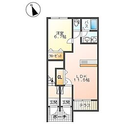 セレーノ・東栖 1LDKの間取図画像