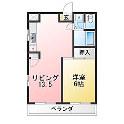 コーポビオラセア 1LDKの間取図画像