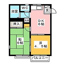 エステートピア高橋 2DKの間取図画像