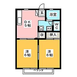 エマ・プレース 2DKの間取図画像