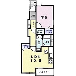 ポポラーレ2 1LDKの間取図画像