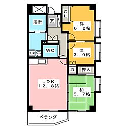 フラワーヒル小田原 6階3LDKの間取り