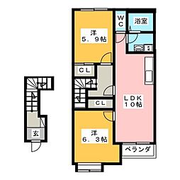 プレッソヴィアーレ 2LDKの間取図画像