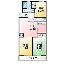 ジュネス星野 3LDKの間取図画像