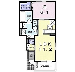 エムジーエムファイブ 1LDKの間取図画像