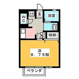 サンハイツ3 1Kの間取図画像