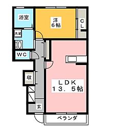 フォレスト 1LDKの間取図画像
