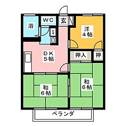 アムール秋山A 3DKの間取図画像