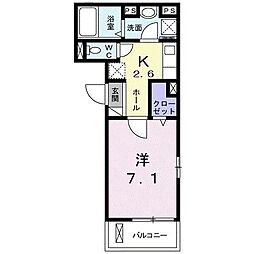 エムジーエムシックス 1Kの間取図画像