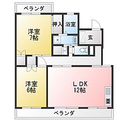 アルカディア 2LDKの間取図画像