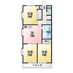 中町マンション 3LDKの間取図画像