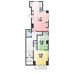 パリービル 2LDKの間取図画像