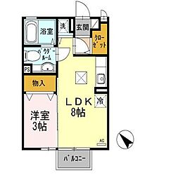 シャトレーあしがら 1LDKの間取図画像