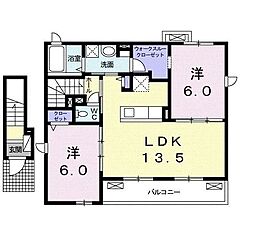 エスペランス 2LDKの間取図画像