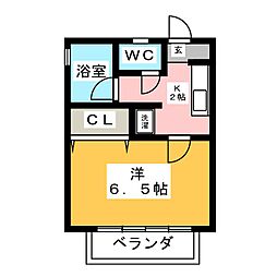 オーエスハイム 1Kの間取図画像