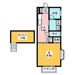 プランドール2 1DKの間取図画像