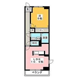 リーヴァ蛍田 1LDKの間取図画像