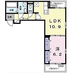 フラン湘南 1LDKの間取図画像
