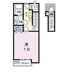 プラシード 1Kの間取図画像