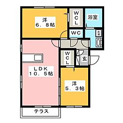 デゥールスピカ 2LDKの間取図画像