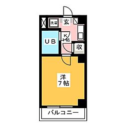 サンパルセ 1Kの間取図画像