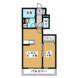 リブリ・アルモ 1LDKの間取図画像