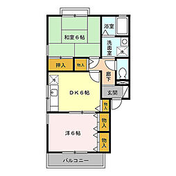 リビアン森野 2DKの間取図画像