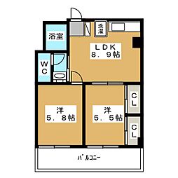 リエス中町 2LDKの間取図画像