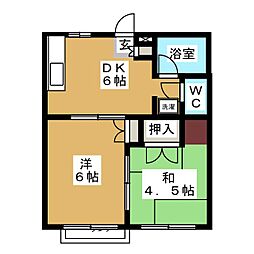 ベルシオン2 2DKの間取図画像