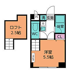 カインドハウス鹿沼公園 1Kの間取図画像