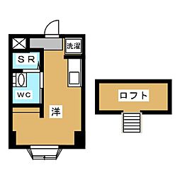 モニュメントビラ ワンルームの間取図画像