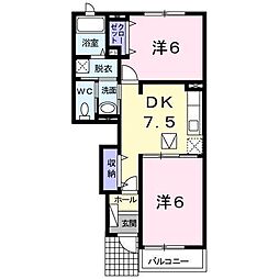 エスポワール1 2DKの間取図画像