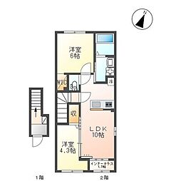 パーチェ 2LDKの間取図画像