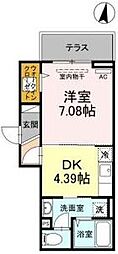 アナシエ徳丸 1階1DKの間取り