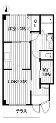 サンハイネス若木 1階1SLDKの間取り