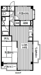 グレイス平和台 2LDKの間取図画像