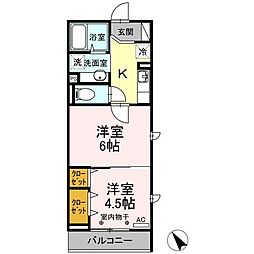 フローレンス北町 2Kの間取図画像