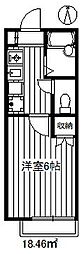 スカイハイツ田柄 1Kの間取図画像